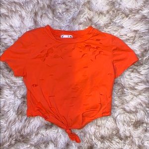 Orange distressed Cropped Top